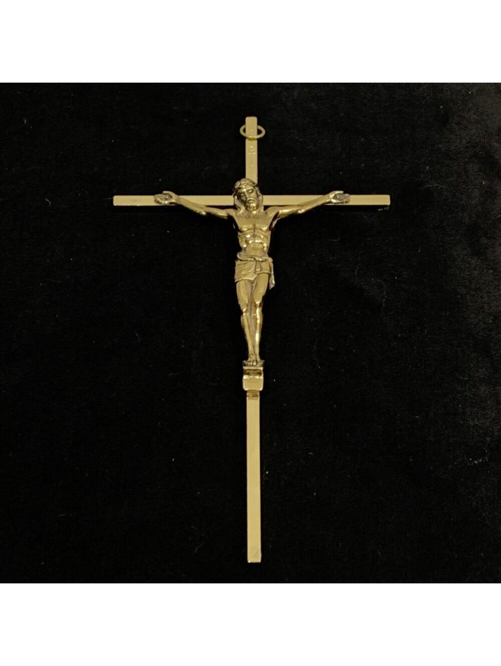 Vintage Brass Crucifix Wall Cross INRI Jesus 8 Inch